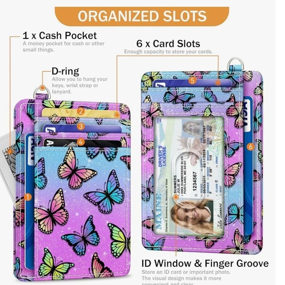 Credit Card Holder Slim Wallet, Butterfly RFID Wallet Women's (new)
